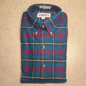 Varsity by Savile Row Plaid Button-Up Shirt in Teal, Pink & Yellow